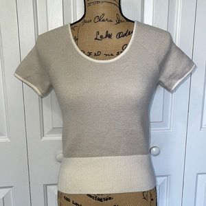 Club Monaco Cream Scoop Neck Short Sleeve Sweater